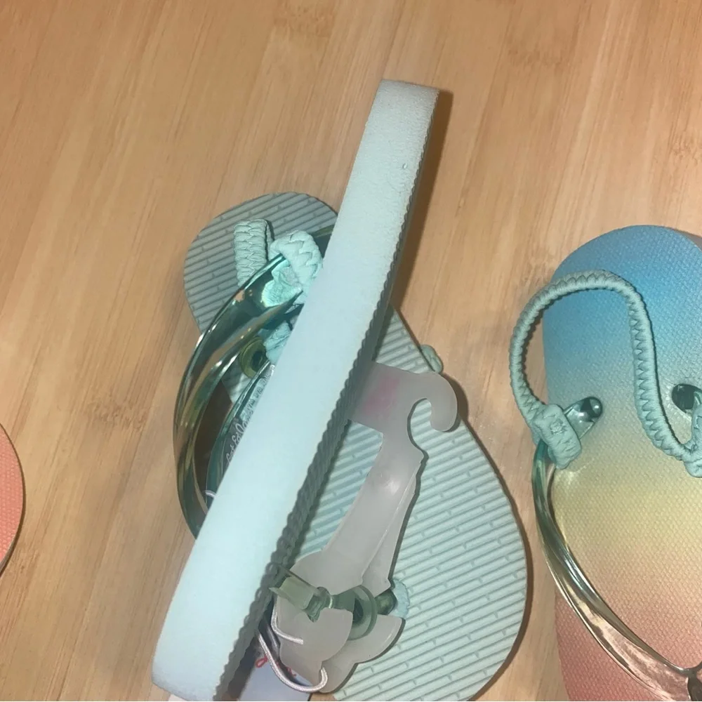 3 pairs of Cat & Jack Girls' Size Medium 7/8 Adrian Flip Flop Sandals Ombré